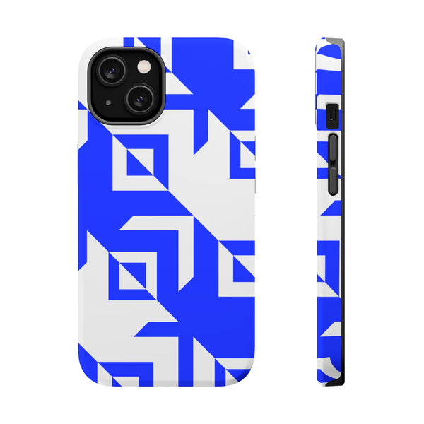 Blue And White Abstract Pattern MagSafe Tough Case Diverse Creations & Company