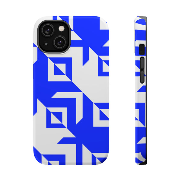 Blue And White Abstract Pattern MagSafe Tough Case Diverse Creations & Company