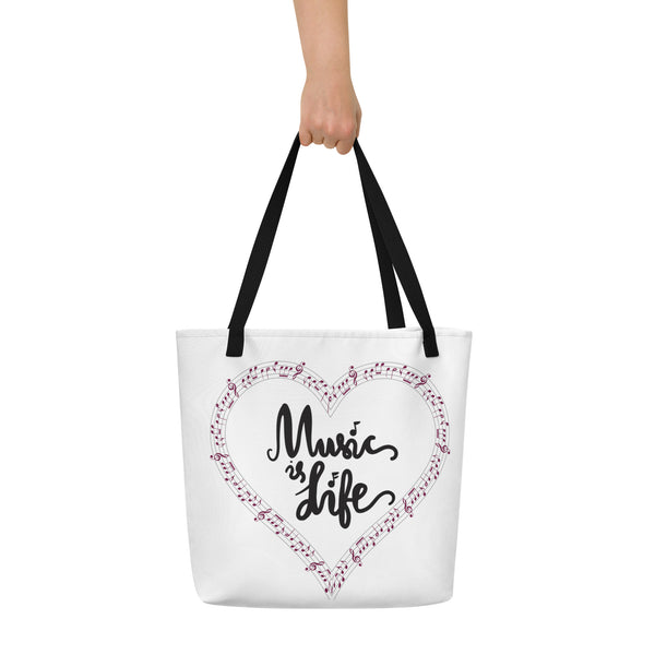 Music Life Large Tote Bag With Pocket Diverse Creations & Company