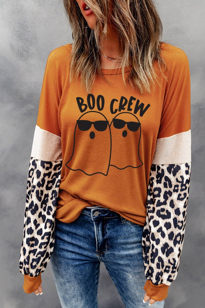 BOO,,,,,,,,,,,,,, CREW Ghost Graphic Round Neck T-Shirt - Diverse Creations & Companylong sleeve sweatshirtPumpkin