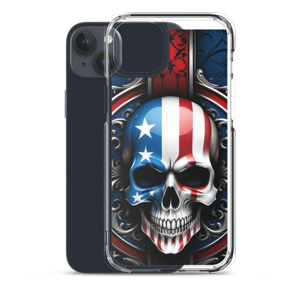 American Flag Theme Skull Clear Case for iPhone®