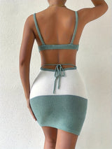 Color Block Scoop Neck Cover Up Dress - Diverse Creations & CompanyCover - Ups swimwearAir Force Blue