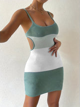 Color Block Scoop Neck Cover Up Dress - Diverse Creations & CompanyCover - Ups swimwearAir Force Blue