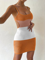 Color Block Scoop Neck Cover Up Dress - Diverse Creations & CompanyCover - Ups swimwearMustard