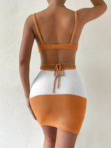 Color Block Scoop Neck Cover Up Dress - Diverse Creations & CompanyCover - Ups swimwearMustard
