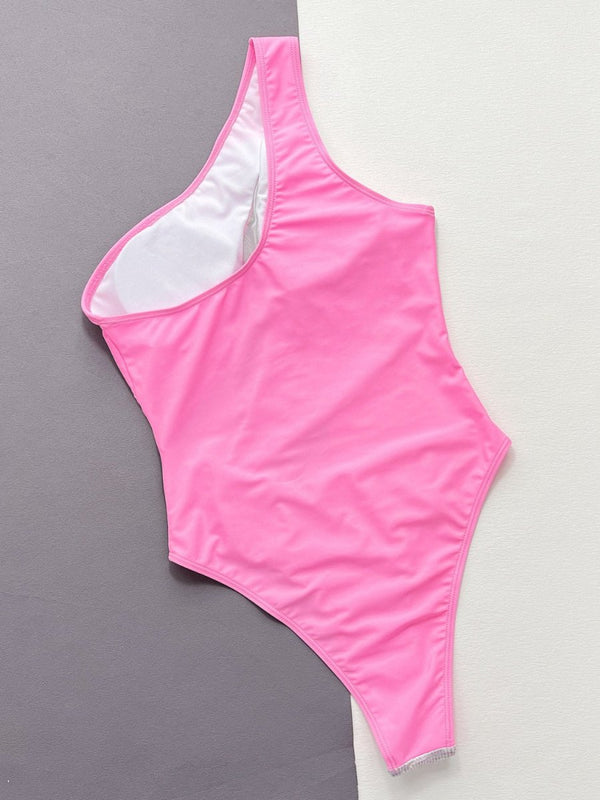 Contrast Panel One-Piece Swimsuit - Diverse Creations & CompanyOne piece swimwearHot Pink