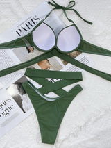 Crisscross Halter Neck Bikini Set - Diverse Creations & CompanySwimwear bikini SetArmy Green