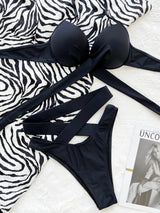 Crisscross Halter Neck Bikini Set - Diverse Creations & CompanySwimwear bikini SetBlack