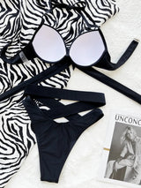 Crisscross Halter Neck Bikini Set - Diverse Creations & CompanySwimwear bikini SetBlack