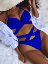 Crisscross Halter Neck Bikini Set - Diverse Creations & CompanySwimwear bikini SetRoyal Blue