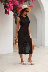 Cutout Openwork Round Neck Sleeveless Cover - Up - Diverse Creations & CompanyCover - Ups swimwearBlack