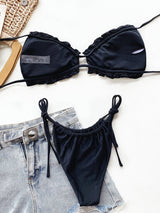 Frill Trill Halter Neck Bikini Set - Diverse Creations & CompanyFrill Trill Halter Neck Bikini SetBlack