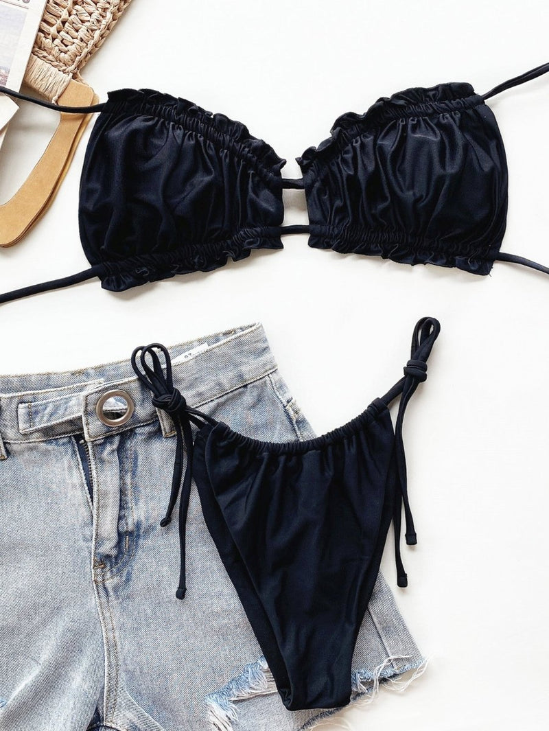 Frill Trill Halter Neck Bikini Set - Diverse Creations & CompanyFrill Trill Halter Neck Bikini SetBlack