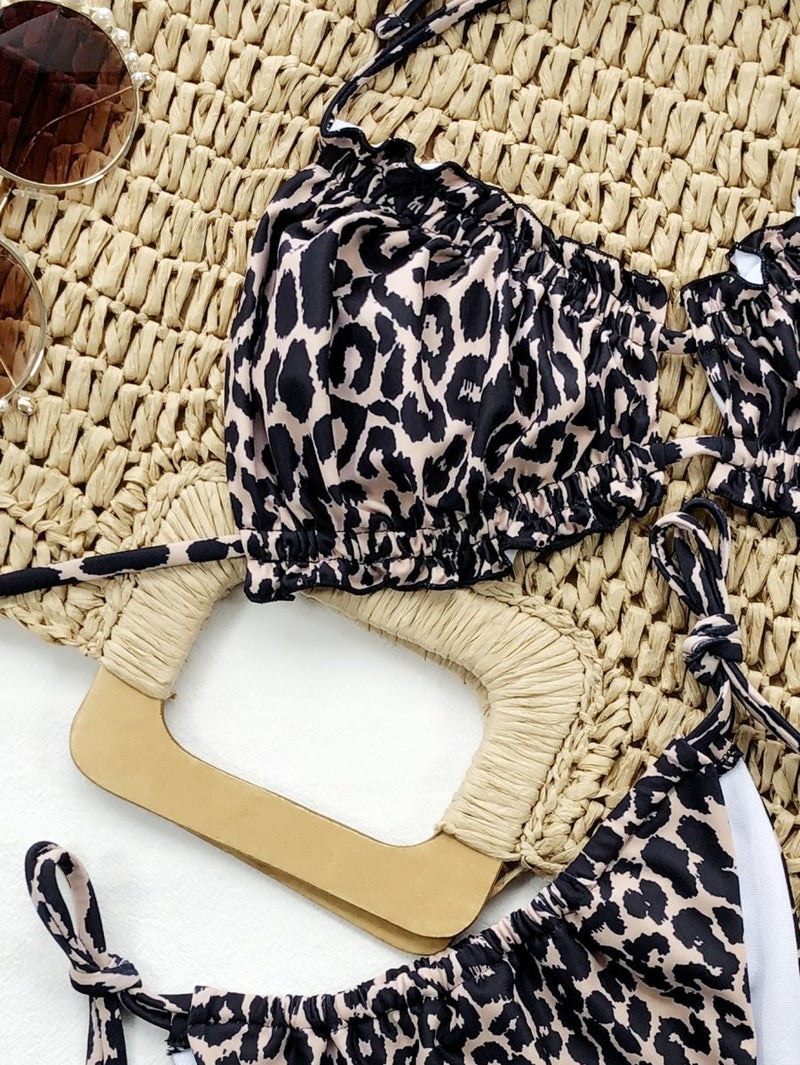 Frill Trill Halter Neck Bikini Set - Diverse Creations & CompanyFrill Trill Halter Neck Bikini SetLeopard