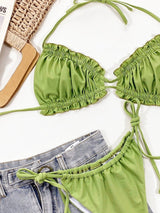 Frill Trill Halter Neck Bikini Set - Diverse Creations & CompanyFrill Trill Halter Neck Bikini SetYellow - Green