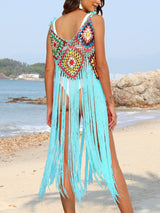 Fringe Spaghetti Strap Cover - Up - Diverse Creations & CompanyCover - Ups swimwearAqua