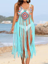 Fringe Spaghetti Strap Cover - Up - Diverse Creations & CompanyCover - Ups swimwearAqua