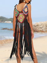 Fringe Spaghetti Strap Cover - Up - Diverse Creations & CompanyCover - Ups swimwearBlack