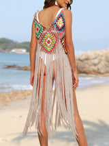 Fringe Spaghetti Strap Cover - Up - Diverse Creations & CompanyCover - Ups swimwearGray