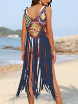 Fringe Spaghetti Strap Cover - Up - Diverse Creations & CompanyCover - Ups swimwearNavy
