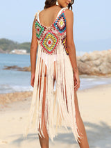 Fringe Spaghetti Strap Cover - Up - Diverse Creations & CompanyCover - Ups swimwearSand