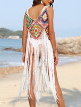 Fringe Spaghetti Strap Cover - Up - Diverse Creations & CompanyCover - Ups swimwearWhite