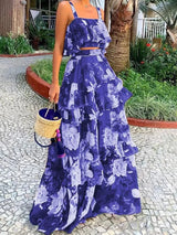 Full Size Floral Came and Layered Skirt Set Plus Size - Diverse Creations & CompanyFull Size Floral Cami and Layered Skirt SetViolet