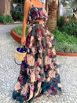 Full Size Floral Came and Layered Skirt Set Plus Size - Diverse Creations & CompanyFull Size Floral Cami and Layered Skirt SetMulticolor