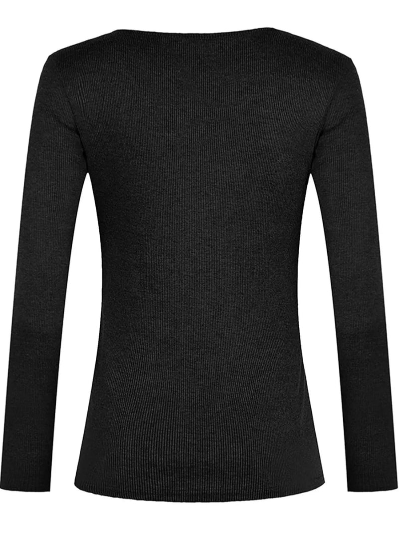 Full Size Half Snap Long Sleeve T-Shirt - Diverse Creations & CompanyLong Sleeve Casual topBlack