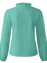 Full Size Ruffled V - Neck Long Sleeve Blouse - Diverse Creations & CompanyBlouseTeal