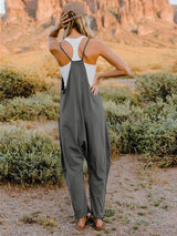 Full Size Sleeveless V - Neck Pocketed Jumpsuit - Diverse Creations & CompanyDouble Take Full Size Sleeveless V - Neck Pocketed JumpsuitDark Gray