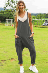 Full Size Sleeveless V - Neck Pocketed Jumpsuit - Diverse Creations & CompanyDouble Take Full Size Sleeveless V - Neck Pocketed JumpsuitDark Gray