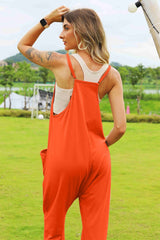 Full Size Sleeveless V - Neck Pocketed Jumpsuit - Diverse Creations & CompanyDouble Take Full Size Sleeveless V - Neck Pocketed JumpsuitOrange