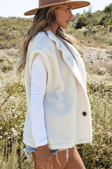 Fuzzy Mock Neck Button Up Vest Coat - Diverse Creations & CompanyFuzzy Mock Neck Button Up Vest CoatWhite