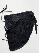 Glitter Halter Neck Backless Three - Piece Swim Set - Diverse Creations & CompanySwimwear BikiniBlack