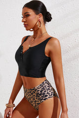 Half Snap Square Neck Tanking Set - Diverse Creations & CompanySwimwear Tankini SetRed