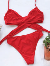 Halter Neck Two-Piece Bikini Set - Diverse Creations & Companytwo piece bikini setDeep Red