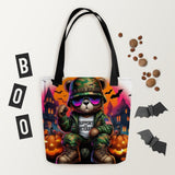 Haunted Halloween Support Our Veteran Bear Tote bag - Diverse Creations & CompanyHalloween Tote bag