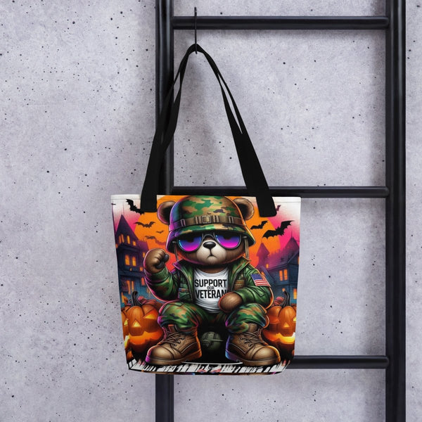 Haunted Halloween Support Our Veteran Bear Tote bag - Diverse Creations & CompanyHalloween Tote bag