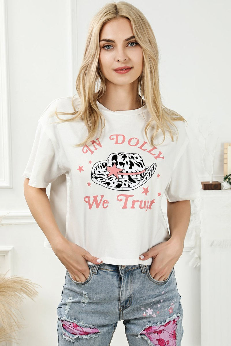 IN DOLLY WE TRUST Round Neck T-Shirt - Diverse Creations & Companyt shirtIvory