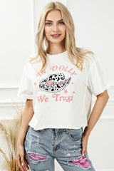 IN DOLLY WE TRUST Round Neck T-Shirt - Diverse Creations & Companyt shirtIvory