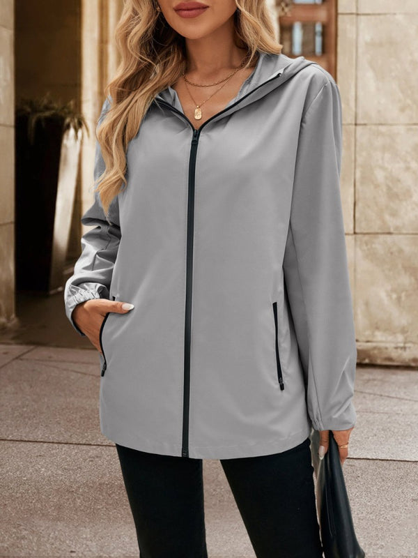 Ivy Lane Pocketed Zip Up Hooded Jacket - Diverse Creations & CompanyIvy Lane Pocketed Zip Up Hooded JacketGray