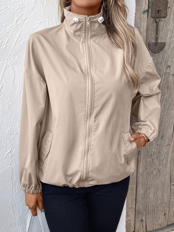 Ivy Lane Pocketed Zip Up Long Sleeve Jacket - Diverse Creations & CompanyIvy Lane Pocketed Zip Up Long Sleeve JacketMocha