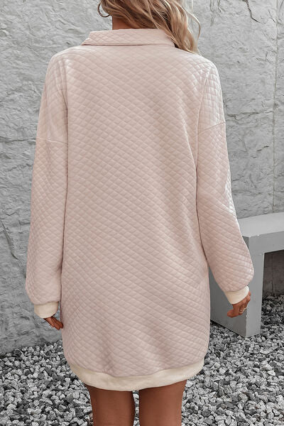 Johnny Collar Dropped Shoulder Dress - Diverse Creations & CompanyShoulder Drop DressDusty Pink