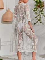 Lace Detail Open Front Longline Cover - Up - Diverse Creations & CompanyCover - Ups swimwearWhite