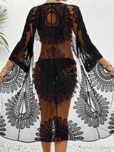 Lace Open Front Longline Cover - Up - Diverse Creations & CompanyCover - Ups swimwearBlack