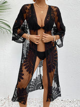 Lace Open Front Longline Cover - Up - Diverse Creations & CompanyCover - Ups swimwearBlack