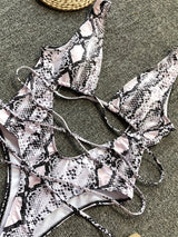 Lace - Up Backless Plunge One - Piece Swimwear - Diverse Creations & CompanyOne Piece SwimsuitWhite