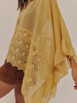 Lace V - Neck Ruffle Long Sleeve Cover - Up - Diverse Creations & CompanyCover - Ups swimwearMustard
