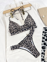 Leopard Cutout Halter Neck Bikini Set - Diverse Creations & CompanySwimwear Bikini SetLeopard